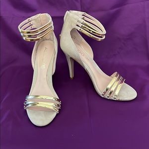Aldo gold/cream high heel sandals sz 7us